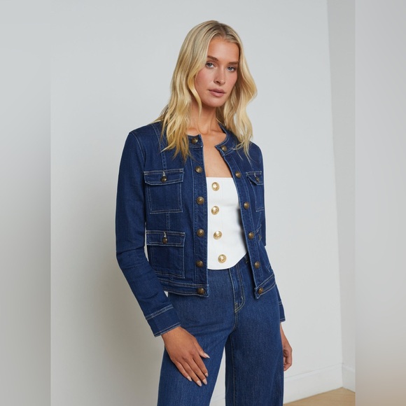 L'AGENCE Jackets & Blazers - NWT L'AGENCE Yari Denim Collarless Jacket